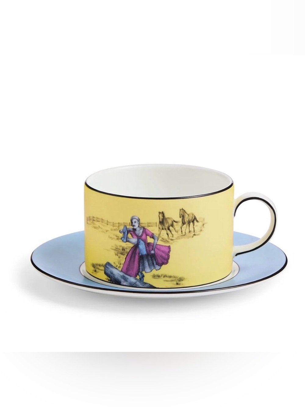 Sheila Bridges Wedgwood Teacup and Saucer. Harlem Toile Horses